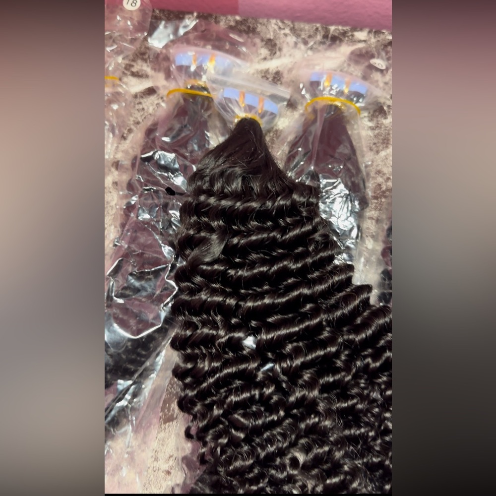 Burmese curly Tapein Extensions, 5 bundles, 18(2), 20, 22, 24 color 1B.